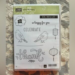 Color Me Happy Rubber Stamp Set for Card Making and Crafts